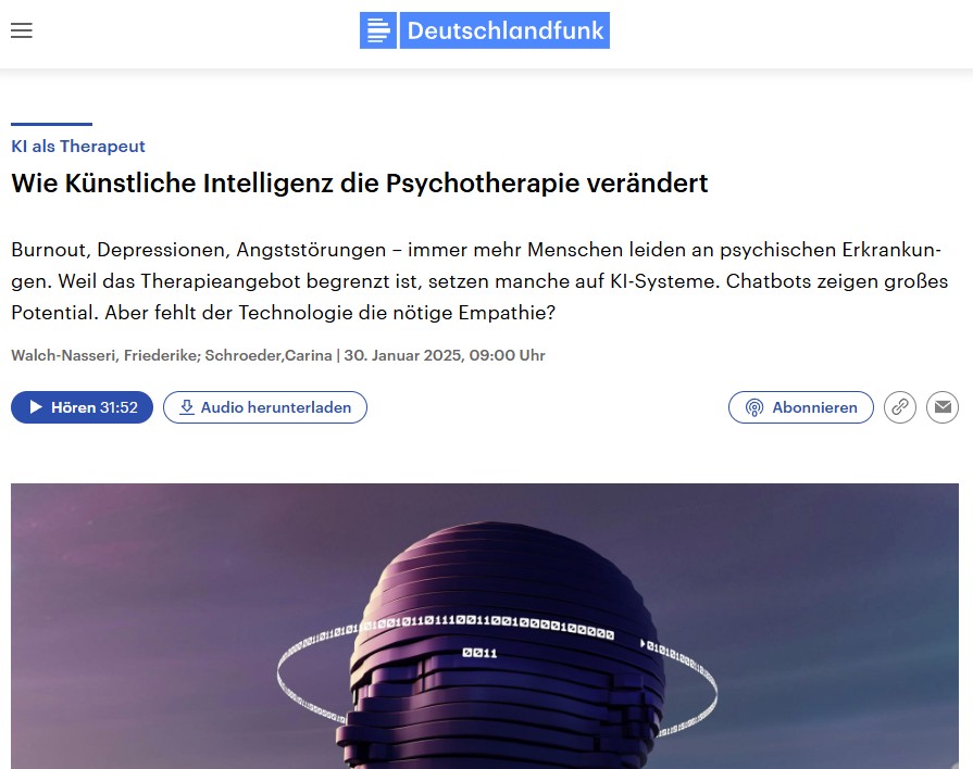 AI as a therapist: Deutschlandfunk Podcast with Florian Onur Kuhlmeier