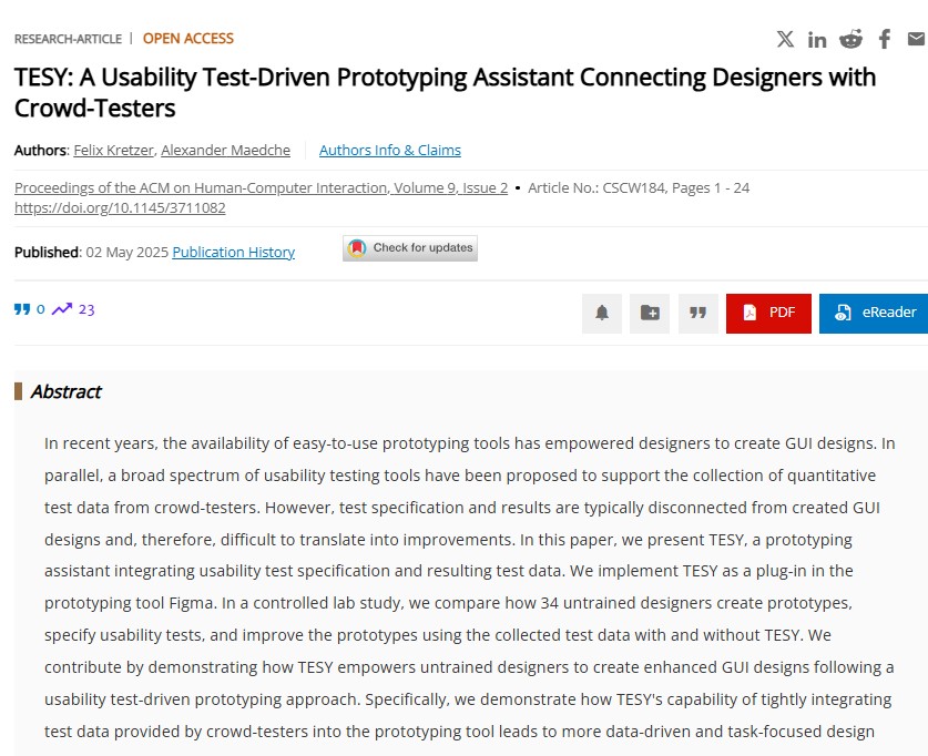 New Publication in the Proceedings of the ACM on Human-Computer Interaction