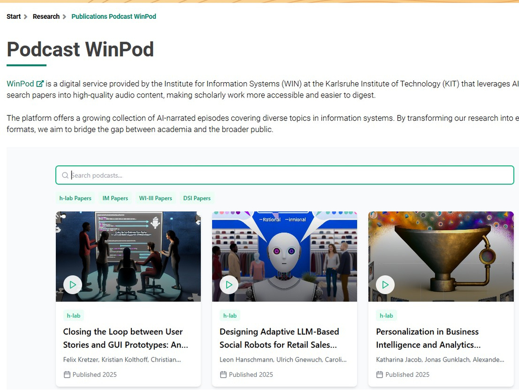 WinPod – A PodCast for Publications of the Institute for Information Systems (WIN)  